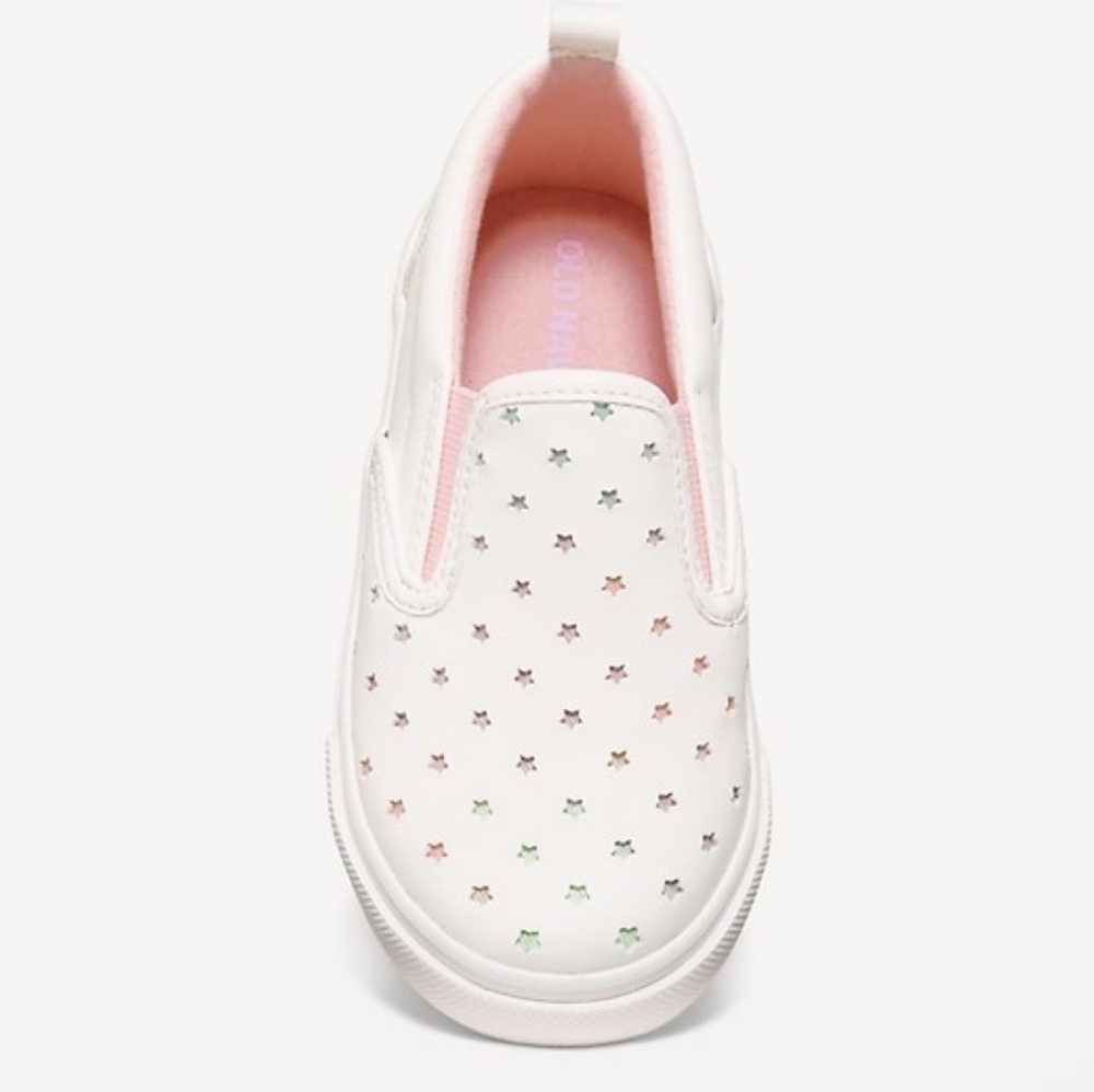 Old Navy White Slip-On Sneakers with Multicolor Star Cutouts